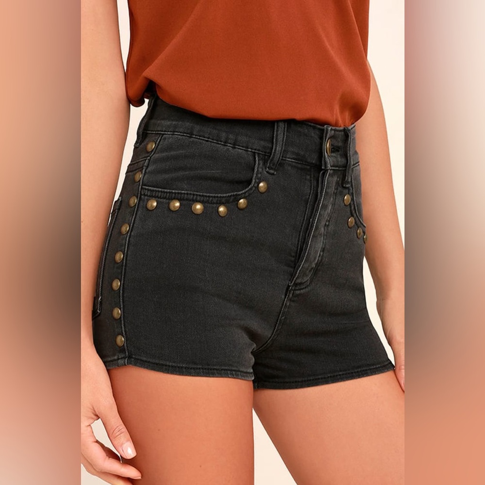 Amuse Society Black Studded High Waist Shorts